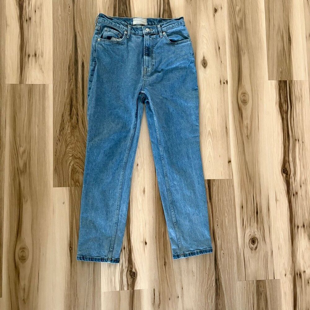 Everlane The Original Cheeky Jeans Organic Blue size 28 Straight Leg High Rise